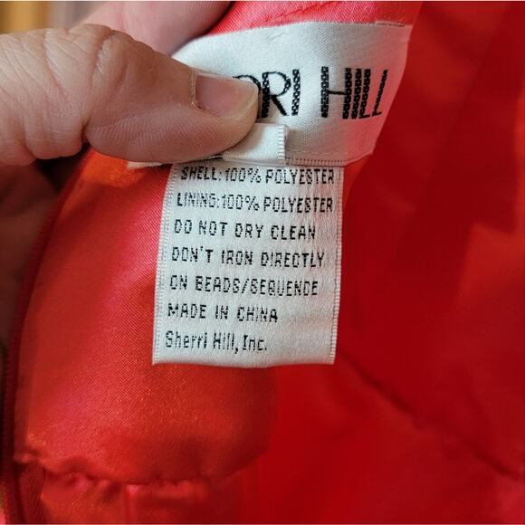 NWT Sherri Hill Rhinestone Halter Gown, Style # 50143 in Coral, Sz 6 - Picture 9 of 9